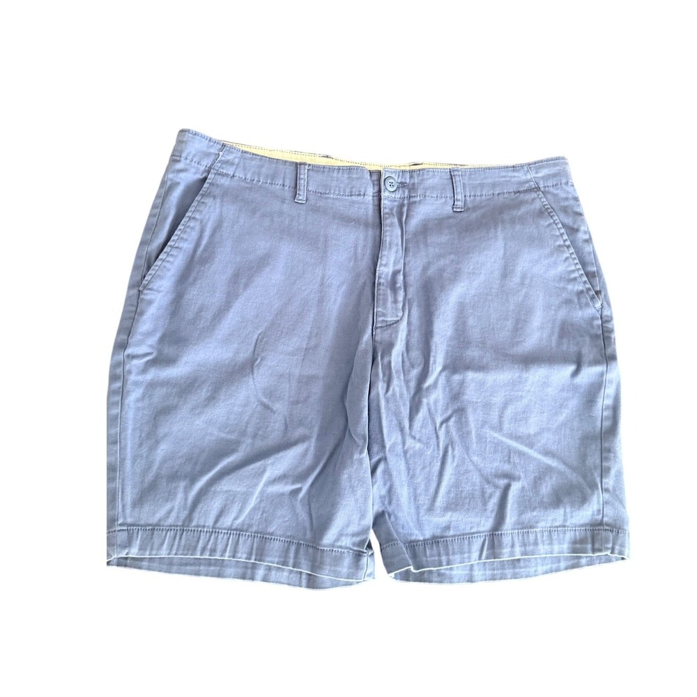 George Mens Light Blue Grey Flat Front Chino Shorts Size 40 Casual Twill Summer